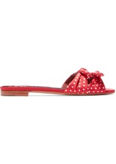 Tabitha Simmons Woman Cleo Bow-embellished Polka-dot Twill Slides Red