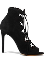 Tabitha Simmons Woman Farraday Lace-up Scalloped Suede Ankle Boots Black