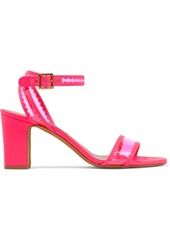 Tabitha Simmons Woman Leticia Scalloped Neon Leather And Pvc Sandals Bright Pink