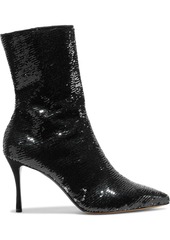 Tabitha Simmons Woman Wendie Sequined Stretch-mesh Ankle Boots Black