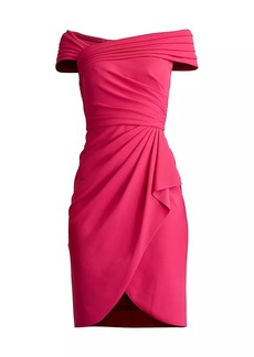 Tadashi Cap-Sleeve Shirred Crepe Cocktail Dress