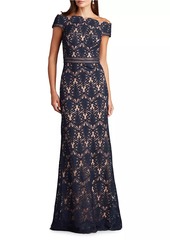 Tadashi Corded Lace Off-The-Shoulder Gown