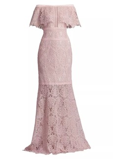 Tadashi Corded Lace Off-The-Shoulder Gown