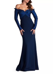 Tadashi Crepe Off-The-Shoulder Gown