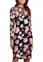 Tadashi Cut-Out Floral Mesh Bodycon Dress