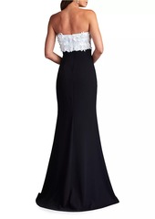 Tadashi Floral Appliqu​é Strapless Gown