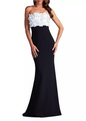 Tadashi Floral Appliqu​é Strapless Gown