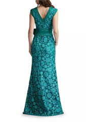 Tadashi Floral Lace Bow Sleeveless Gown