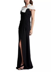 Tadashi Knotted Bow & Gathered Crepe Gown