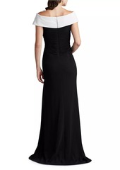 Tadashi Knotted Bow & Gathered Crepe Gown