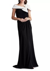 Tadashi Knotted Bow & Gathered Crepe Gown