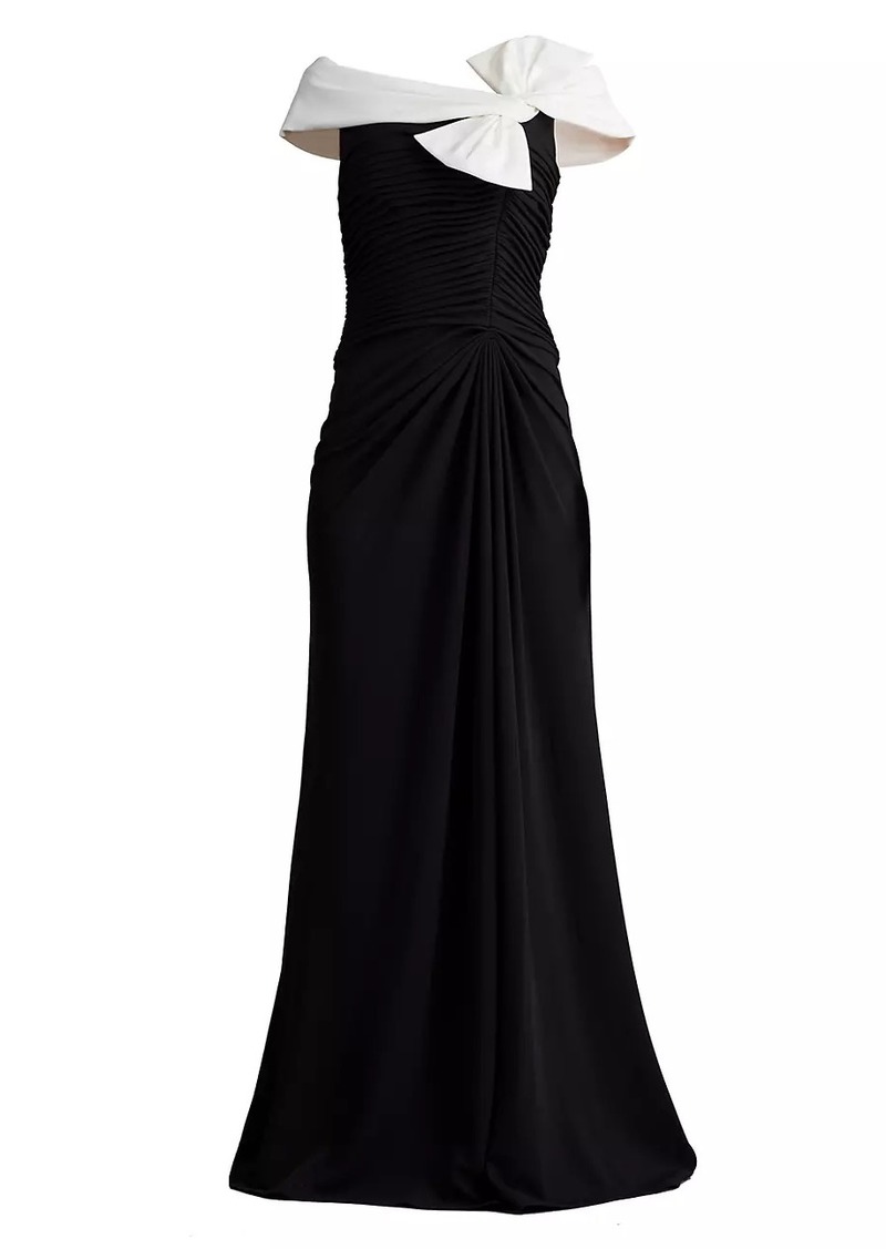 Tadashi Knotted Bow & Gathered Crepe Gown