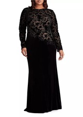 Tadashi Plus Lace & Velvet Gown