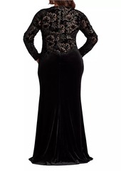 Tadashi Plus Lace & Velvet Gown