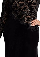 Tadashi Plus Lace & Velvet Gown