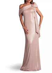 Tadashi Metallic Draped Bow Gown