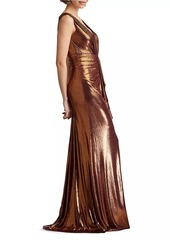 Tadashi Metallic Jersey Draped Gown