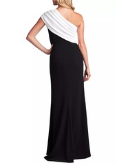 Tadashi One-Shoulder Crepe Gown