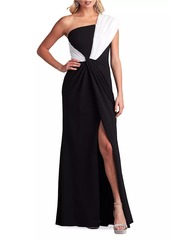 Tadashi One-Shoulder Crepe Gown