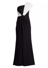 Tadashi One-Shoulder Crepe Gown