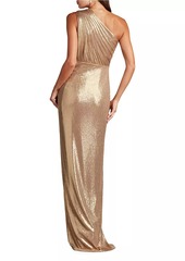 Tadashi One-Shoulder Metallic Jersey Gown