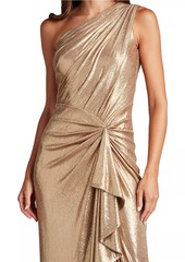 Tadashi One-Shoulder Metallic Jersey Gown