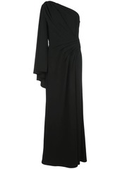 Tadashi pleated one-shoulder gown