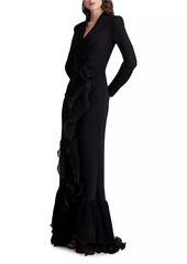 Tadashi Ruffle-Trimmed Crepe Gown