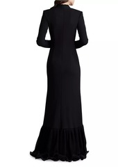 Tadashi Ruffle-Trimmed Crepe Gown