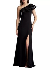 Tadashi Ruffled One-Shoulder Gown