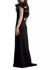 Tadashi Ruffled One-Shoulder Gown