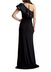 Tadashi Ruffled One-Shoulder Gown