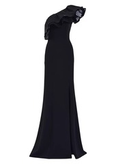 Tadashi Ruffled One-Shoulder Gown