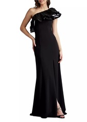 Tadashi Ruffled One-Shoulder Gown