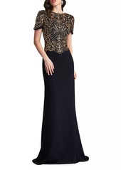 Tadashi Sequined Crepe Gown