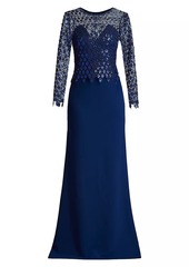 Tadashi Sequined Diamond Crepe Gown