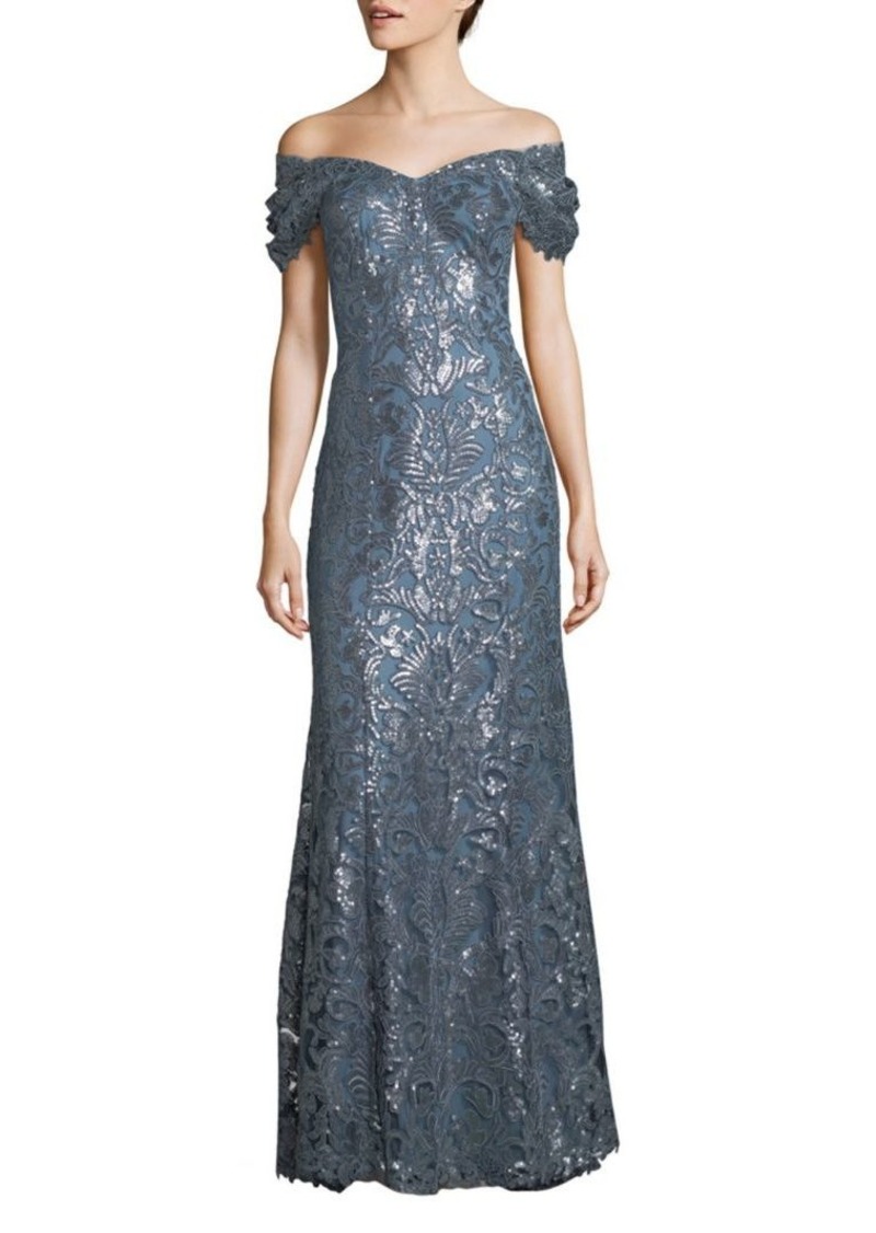 Tadashi Sequined Off-The-Shoulder Gown | Dresses