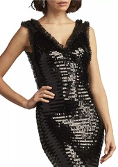 Tadashi Sequined Ruffle-Trim Gown