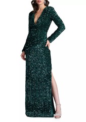 Tadashi Sequined Surplice Body-Con Gown