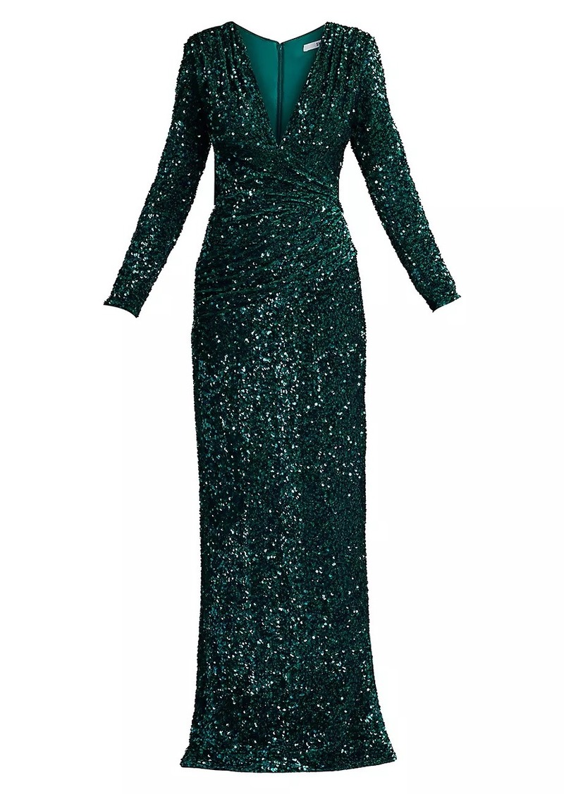 Tadashi Sequined Surplice Body-Con Gown