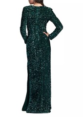 Tadashi Sequined Surplice Body-Con Gown