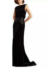 Tadashi Sequined Velvet Blouson Gown