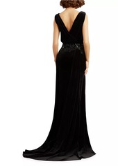 Tadashi Sequined Velvet Blouson Gown