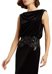 Tadashi Sequined Velvet Blouson Gown