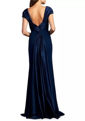 Tadashi Short-Sleeve Crepe Gown