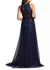 Tadashi Sleeveless Lace Tulle Gown