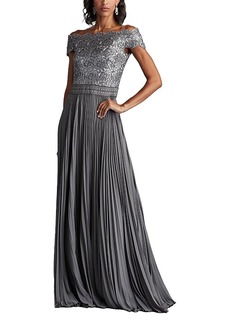 Tadashi Shoji Bode Sequin Embroidered Lace and Tulle Gown