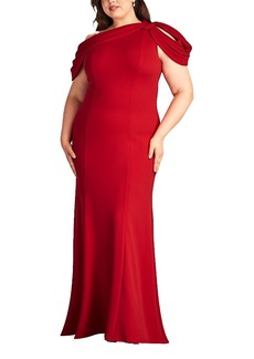 Tadashi Shoji Copley Shoulder Drape Gown - Plus Size