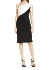 Tadashi Shoji Crepe One-Shoulder Dress in Black/White at Nordstrom