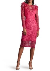 Tadashi Shoji Floral Appliqué Long Sleeve Cocktail Dress